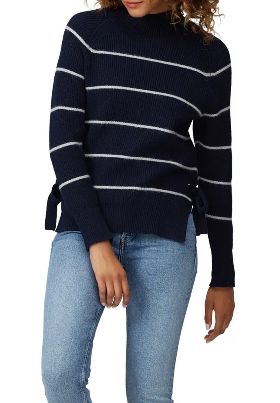 Rebecca Taylor Blue Striped Turtleneck Sweater S